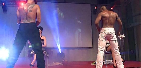  Two male strippers dancing dirty on the stage